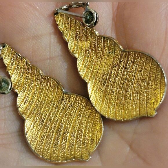 #Vintage #Cloisonne Floral & Butterfly Dangle Drop Pierced Earrings - Picture 4 of 4